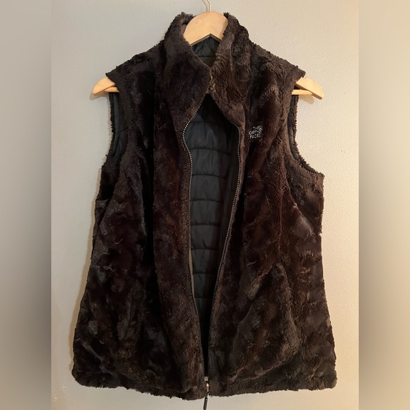 The North Face Jackets & Blazers - The north Face reversible black puffer fuzzy vest womens M